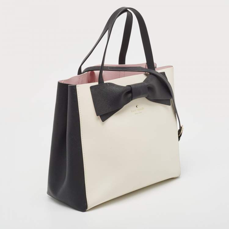 مملوكة مسبقًا Kate Spade Black/White Leather Bow Tote