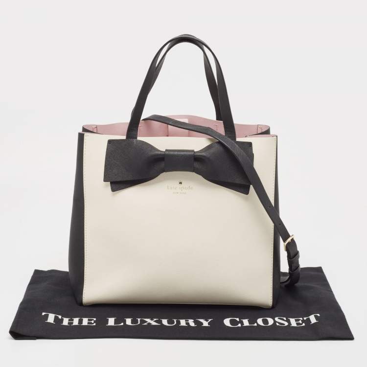 مملوكة مسبقًا Kate Spade Black/White Leather Bow Tote