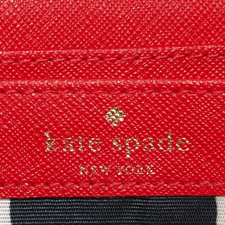 Pre Owned Kate Spade Red Leather Zip Around Continental Wallet
