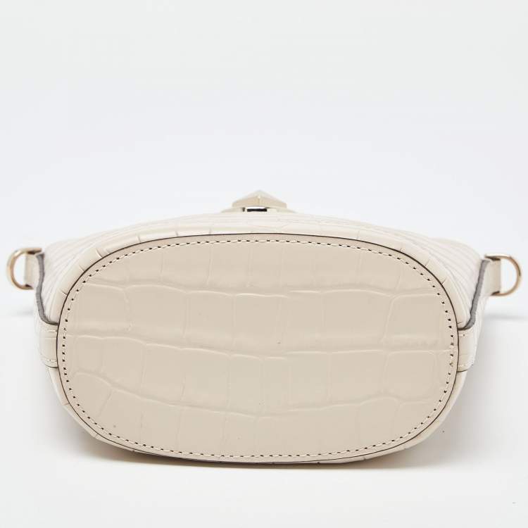 Pre Owned Kate Spade Beige Embossed Leather Mini Audrey Bucket Bag