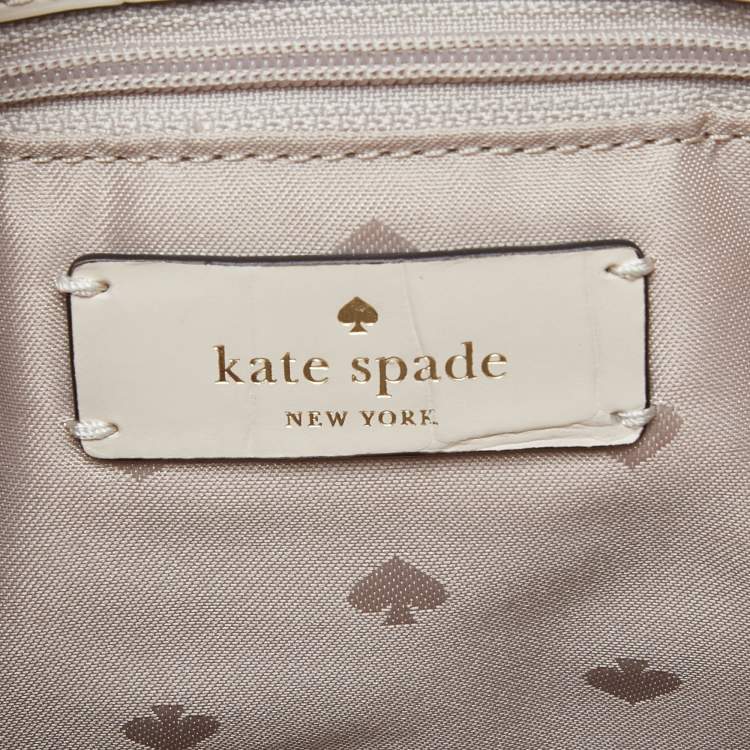 Pre Owned Kate Spade Beige Embossed Leather Mini Audrey Bucket Bag