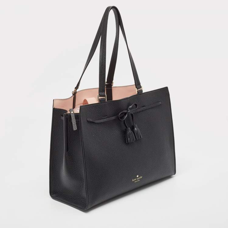 Pre Owned Kate Spade Black Leather New York Hayes Street Tote