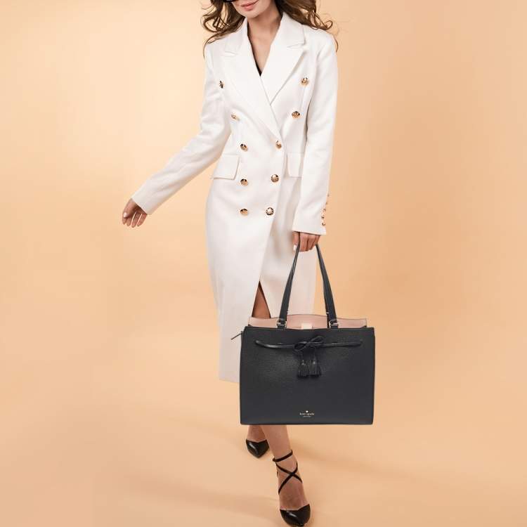 Pre Owned Kate Spade Black Leather New York Hayes Street Tote