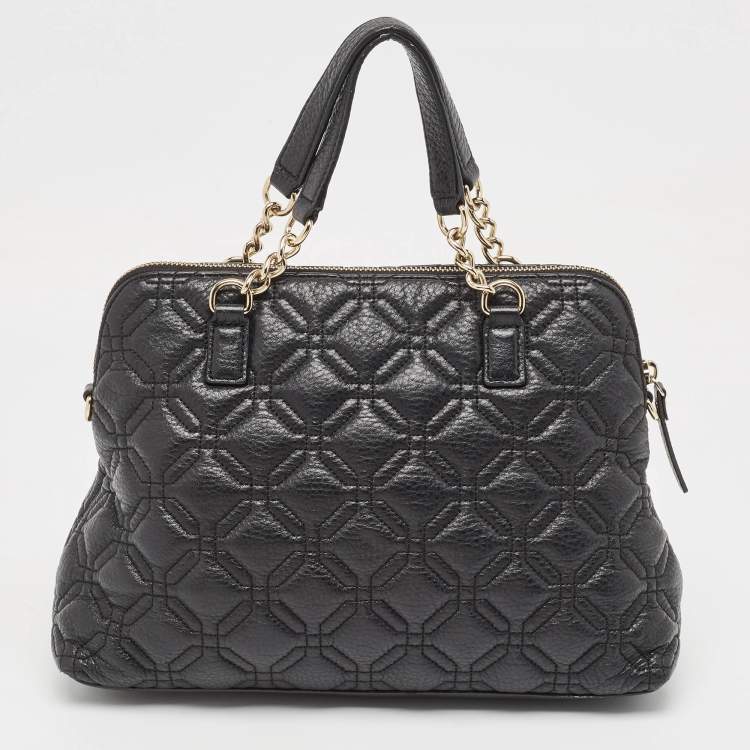 Pre Owned Kate Spade Black Quilted Shimmer Leather Astor Court Grace Bag