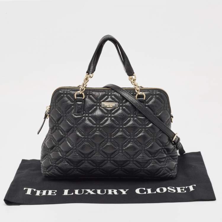 Pre Owned Kate Spade Black Quilted Shimmer Leather Astor Court Grace Bag