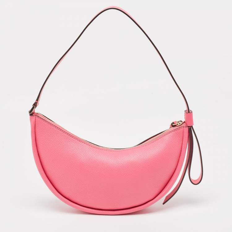 Pre Owned Kate Spade Pink Leather Small Smile Hobo