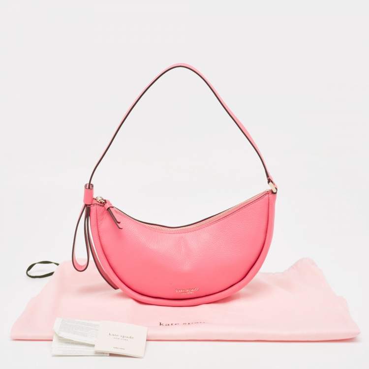 Pre Owned Kate Spade Pink Leather Small Smile Hobo