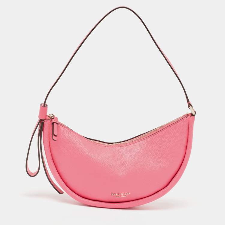 Pre Owned Kate Spade Pink Leather Small Smile Hobo