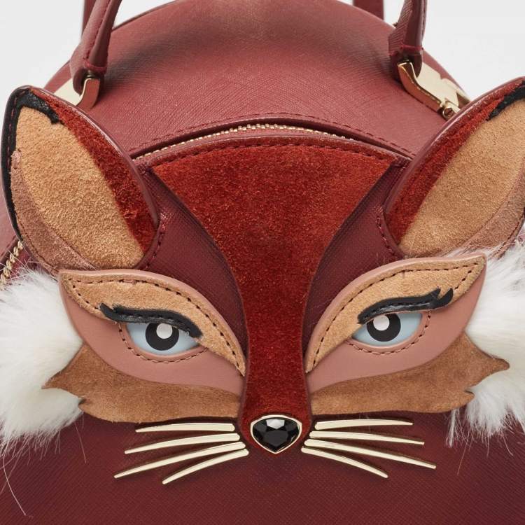 Pre Owned Kate Spade Burgundy Leather So Foxy Fox Convertible Backpack