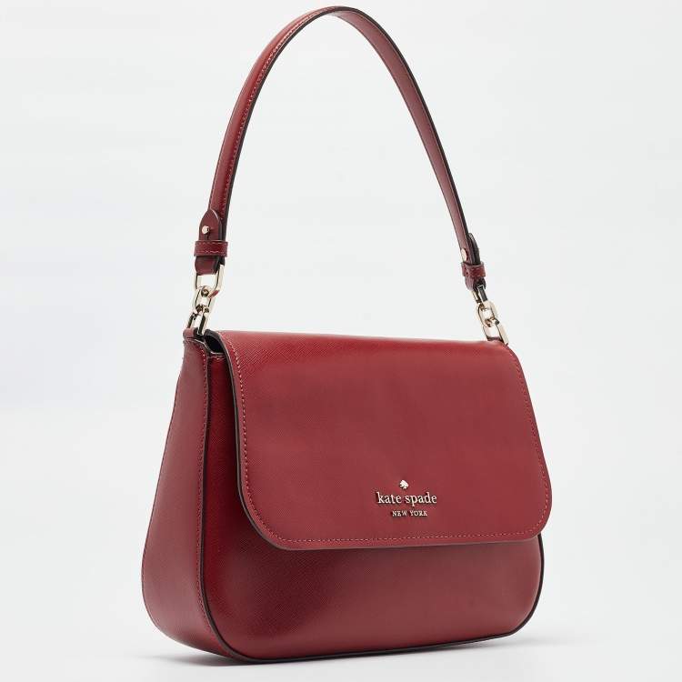 Pre Owned Kate Spade Red Saffiano Leather Staci Flap Shoulder Bag
