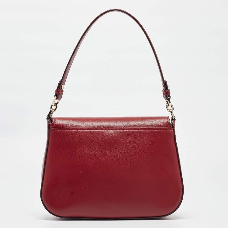 Pre Owned Kate Spade Red Saffiano Leather Staci Flap Shoulder Bag
