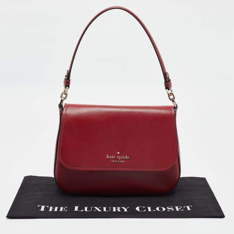 Pre Owned Kate Spade Red Saffiano Leather Staci Flap Shoulder Bag