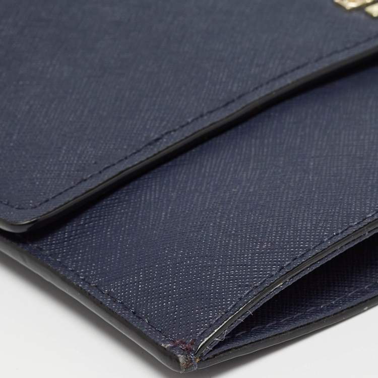 Pre Owned Kate Spade Navy Blue Leather Mini Cameron Street Briley Chain Clutch