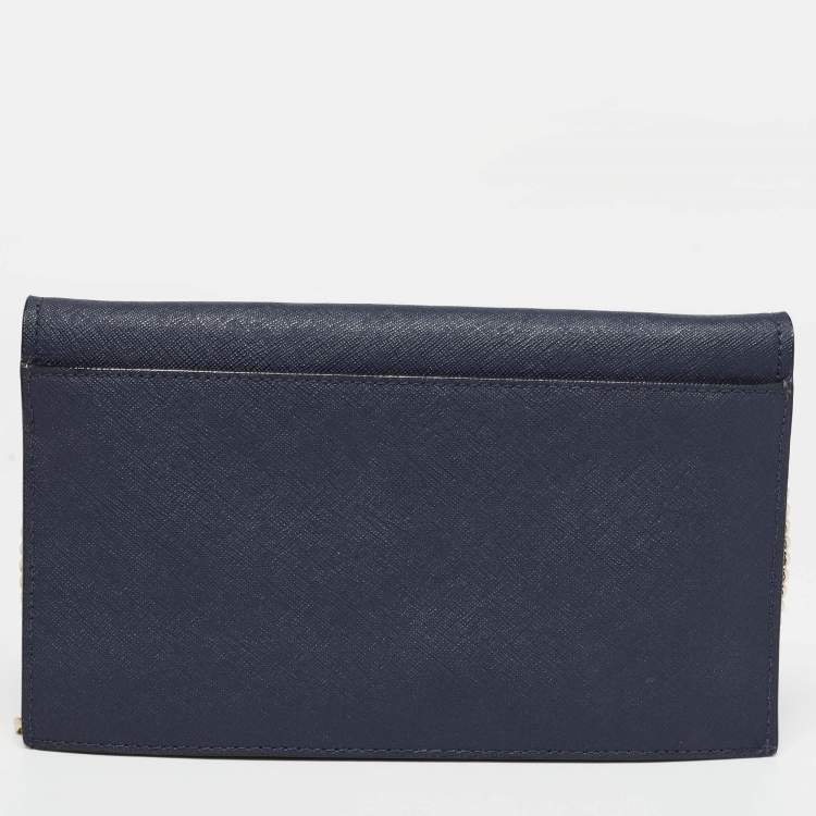 Pre Owned Kate Spade Navy Blue Leather Mini Cameron Street Briley Chain Clutch