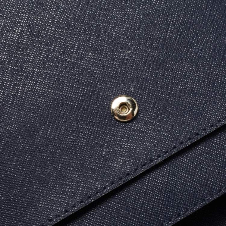 Pre Owned Kate Spade Navy Blue Leather Mini Cameron Street Briley Chain Clutch