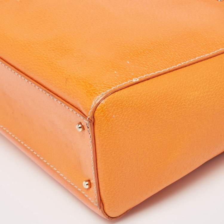 Pre Owned Kate Spade Orange Leather Middle Zip Tote