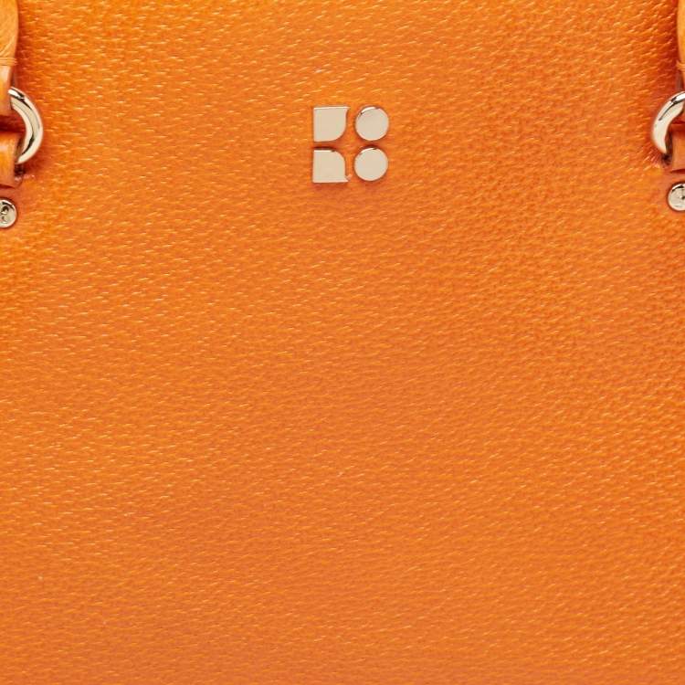 Pre Owned Kate Spade Orange Leather Middle Zip Tote