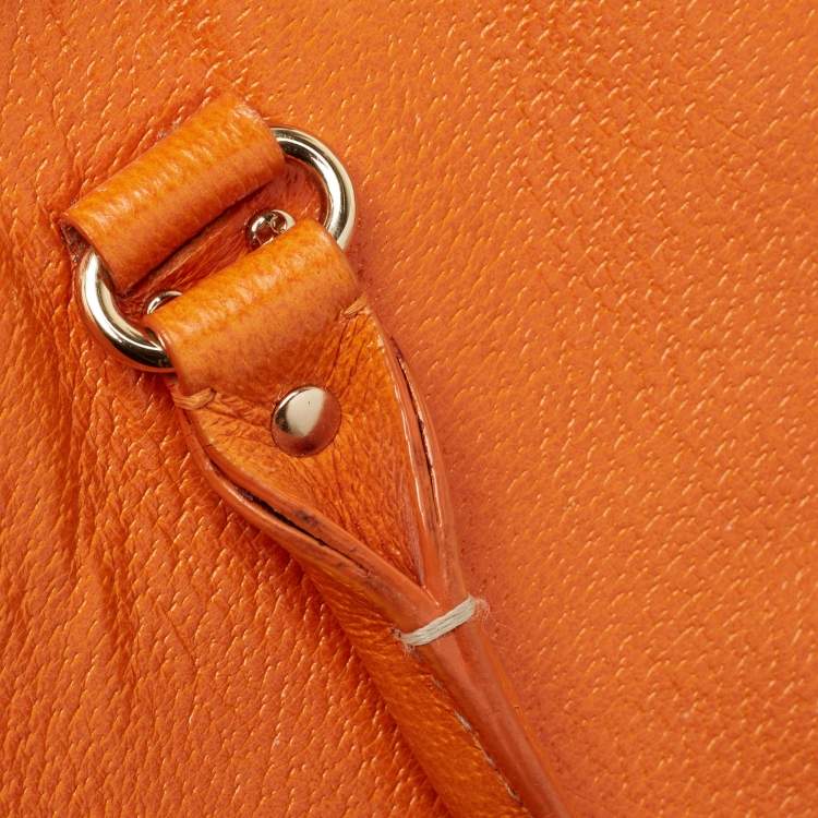 Pre Owned Kate Spade Orange Leather Middle Zip Tote