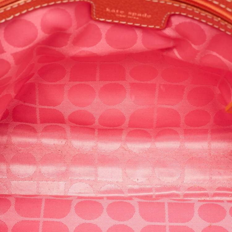 Pre Owned Kate Spade Orange Leather Middle Zip Tote