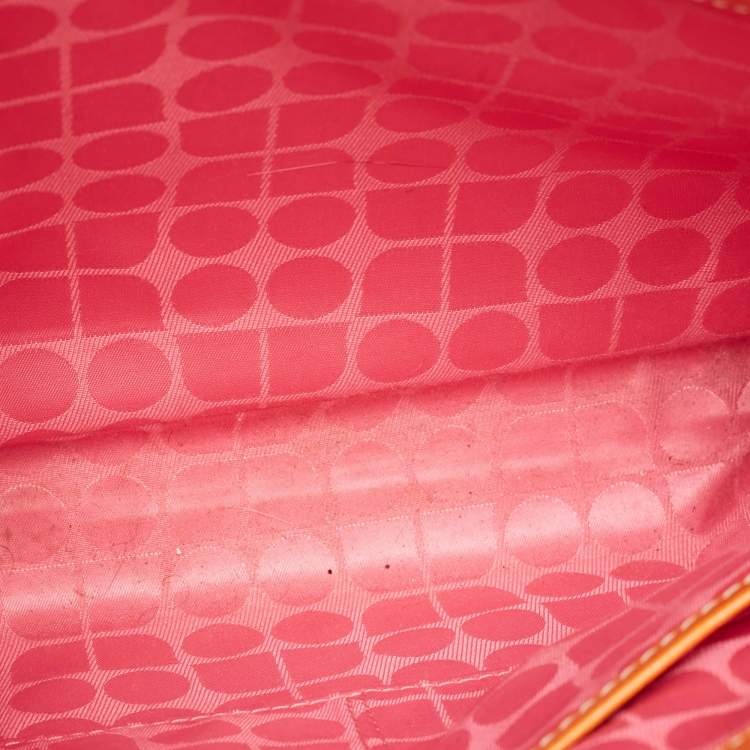 Pre Owned Kate Spade Orange Leather Middle Zip Tote