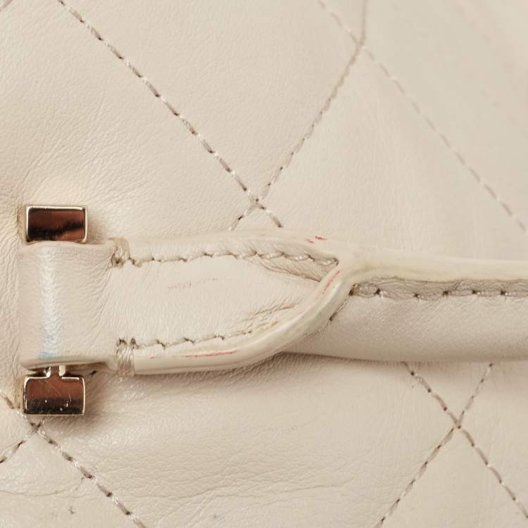 Pre Owned Kate Spade Ivory Quilted Leather Patternson Satchel