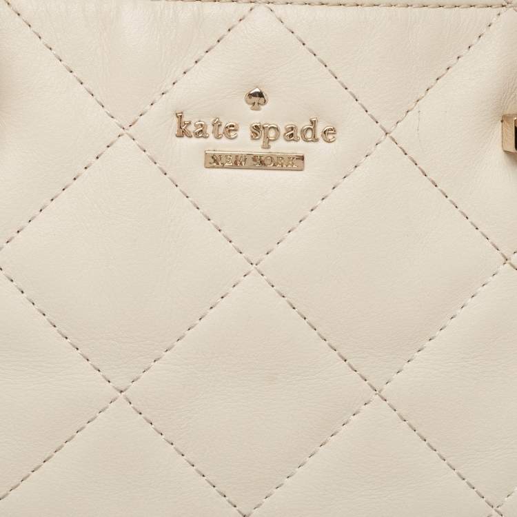 Pre Owned Kate Spade Ivory Quilted Leather Patternson Satchel