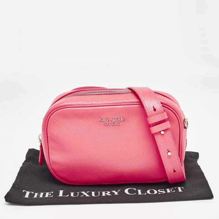 Pre Owned Kate Spade Hot Pink Leather Camera Crossbody Bag