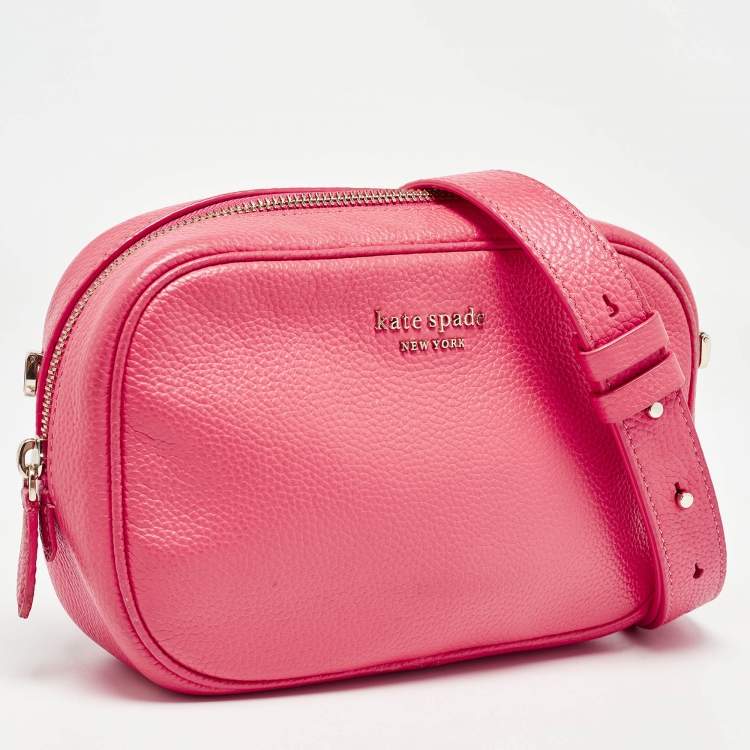 Pre Owned Kate Spade Hot Pink Leather Camera Crossbody Bag