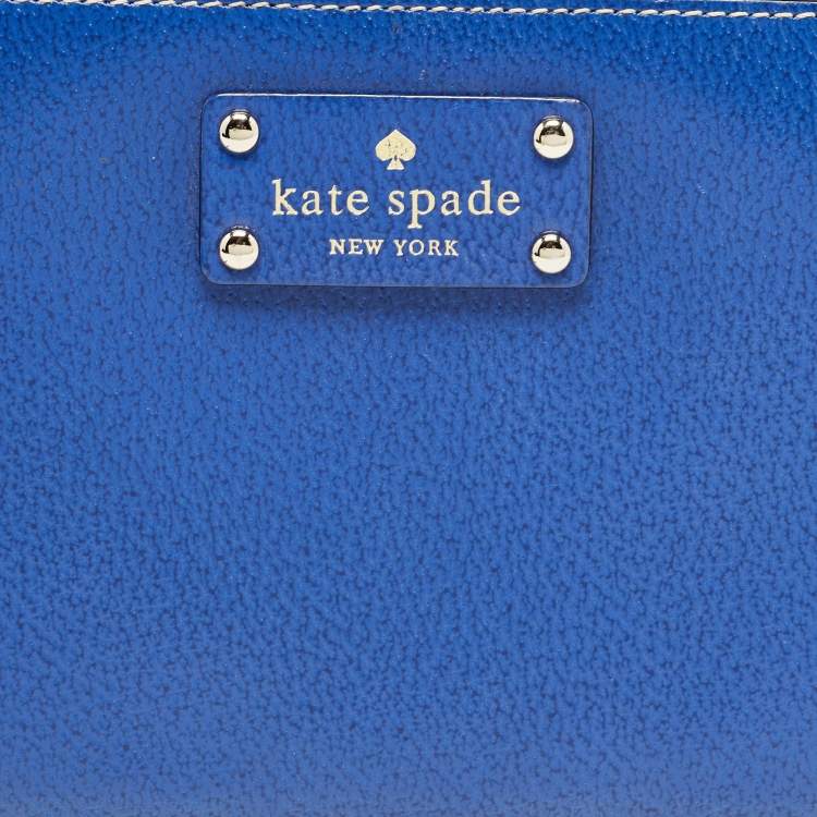 Pre Owned Kate Spade Blue Leather Zip Organizer Clutch