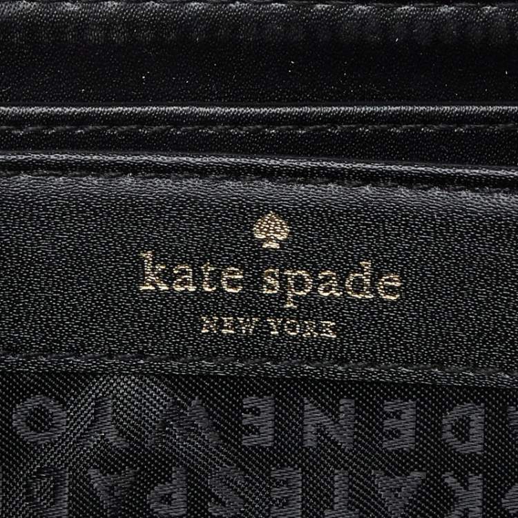 Pre Owned Kate Spade Blue FLoral Print Leather Zip Around Wallet
