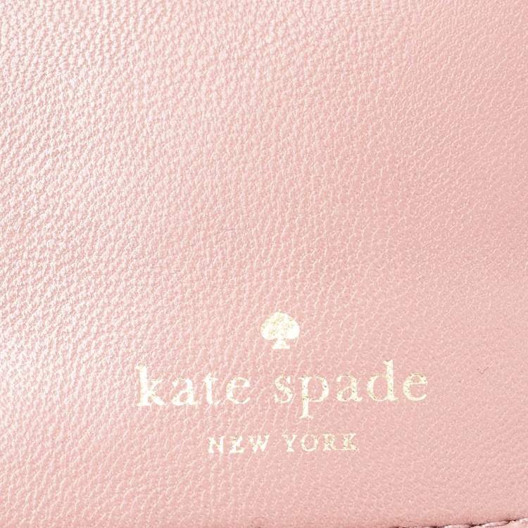 Pre Owned Kate Spade Pink Leather Trifold Compact Wallet