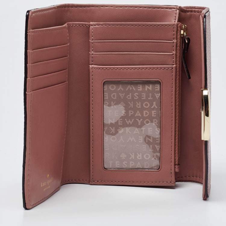 Pre Owned Kate Spade Pink Leather Trifold Compact Wallet