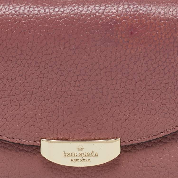 Pre Owned Kate Spade Pink Leather Trifold Compact Wallet