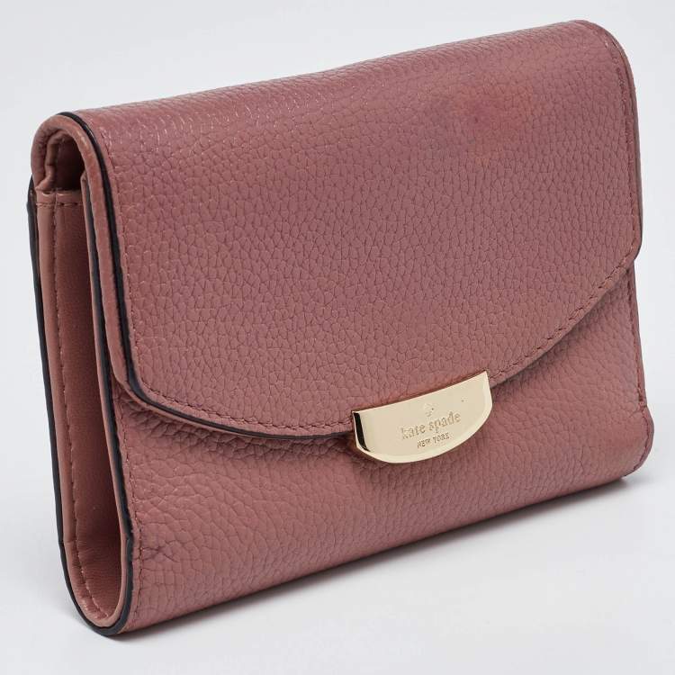 Pre Owned Kate Spade Pink Leather Trifold Compact Wallet