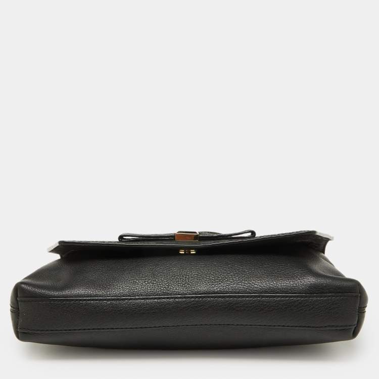 Pre Owned Kate Spade Black Snakeskin Embossed Leather Flap Shoulder Bag