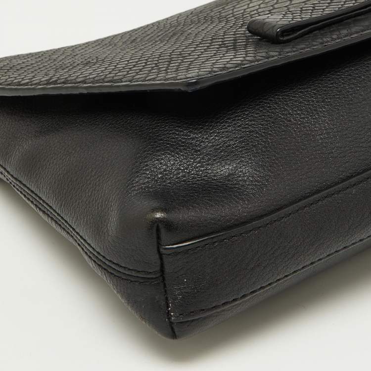 Pre Owned Kate Spade Black Snakeskin Embossed Leather Flap Shoulder Bag