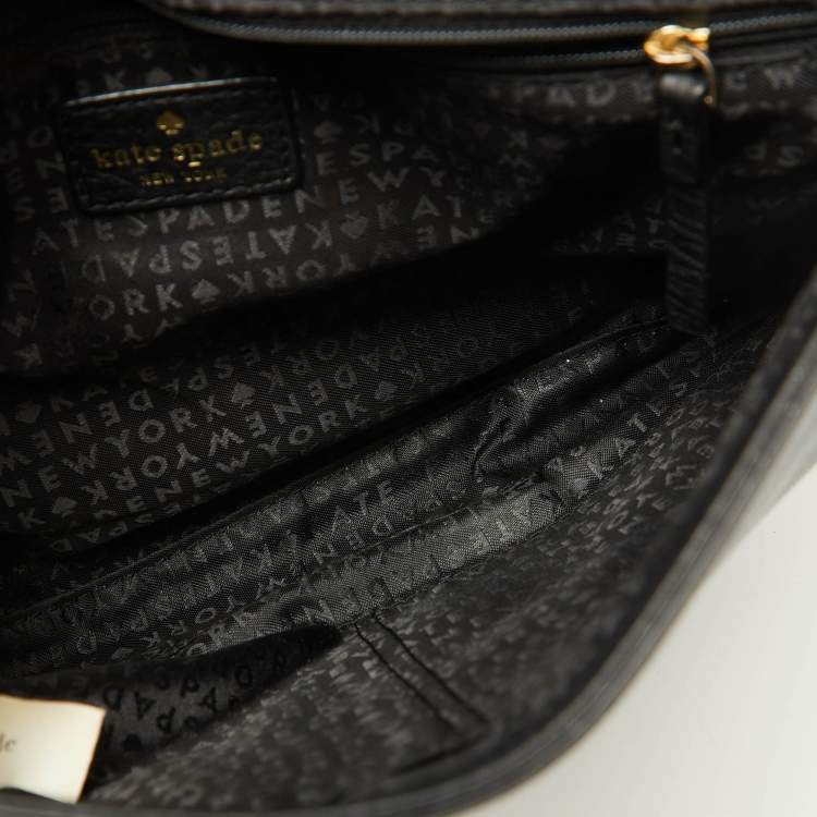Pre Owned Kate Spade Black Snakeskin Embossed Leather Flap Shoulder Bag