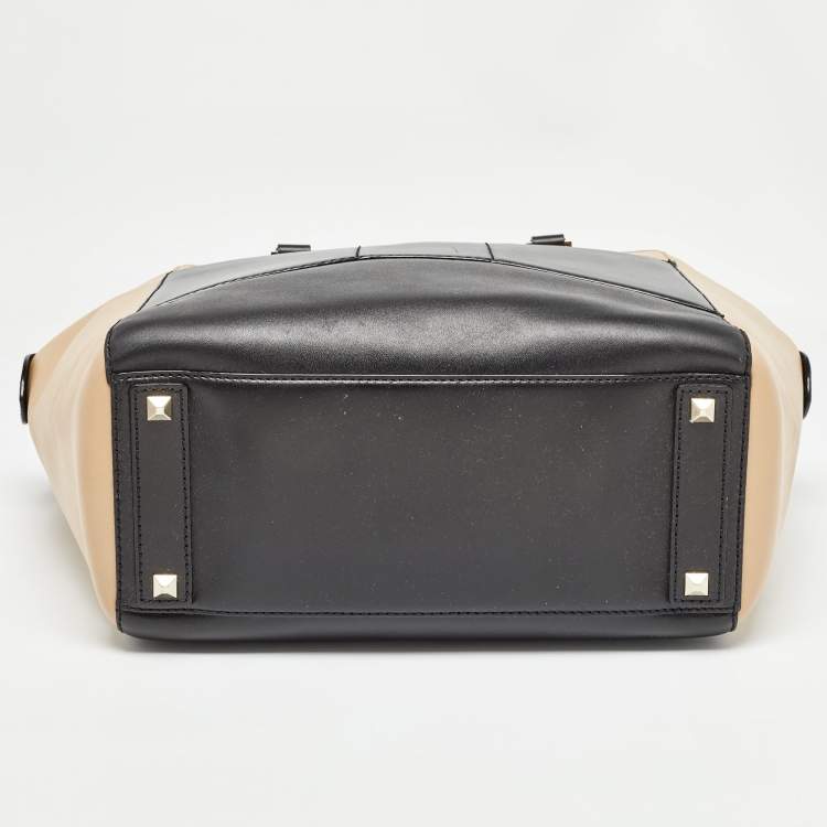 Pre Owned Kate Spade Beige/Black Leather 2 Park Avenue Beau Tote