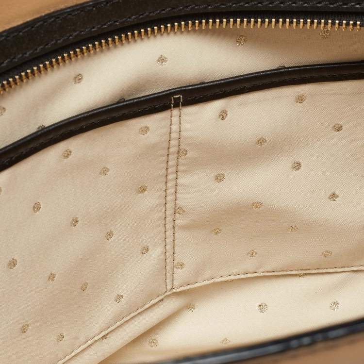 Pre Owned Kate Spade Beige/Black Leather 2 Park Avenue Beau Tote