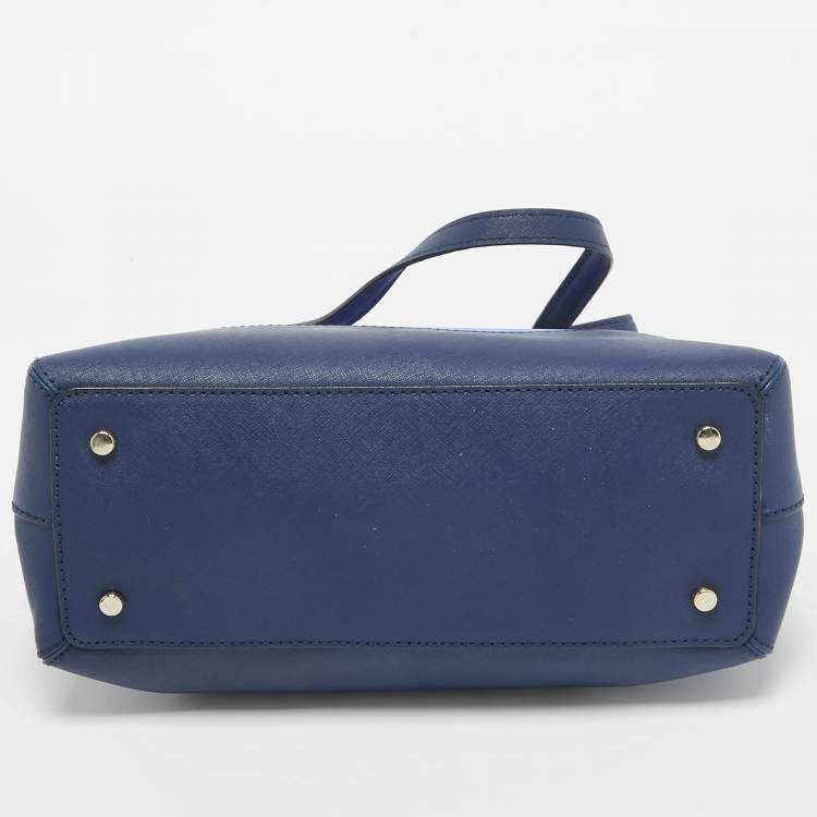 Pre Owned Kate Spade Two Tone Blue Leather Cedar Street Maise Satchel