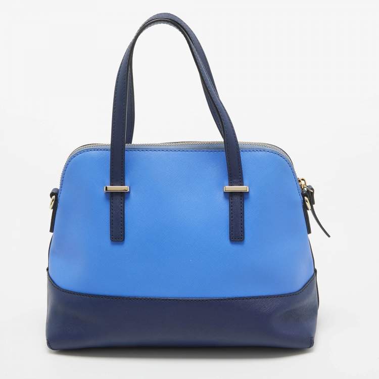 Pre Owned Kate Spade Two Tone Blue Leather Cedar Street Maise Satchel