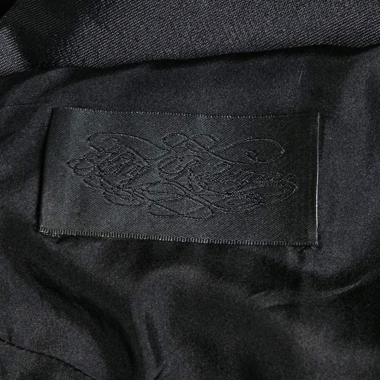 Pre Owned Katy Rodriguez Black Wool Blend Leather Trim Mini Dress M