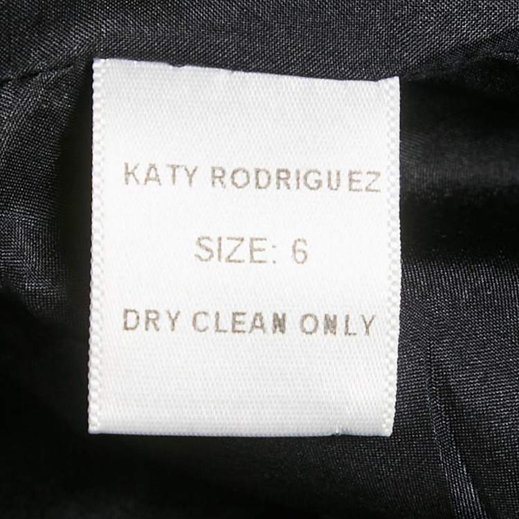 Pre Owned Katy Rodriguez Black Wool Blend Leather Trim Mini Dress M