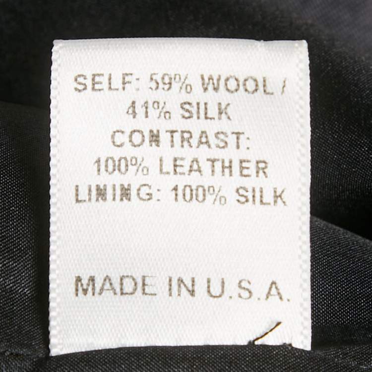 Pre Owned Katy Rodriguez Black Wool Blend Leather Trim Mini Dress M