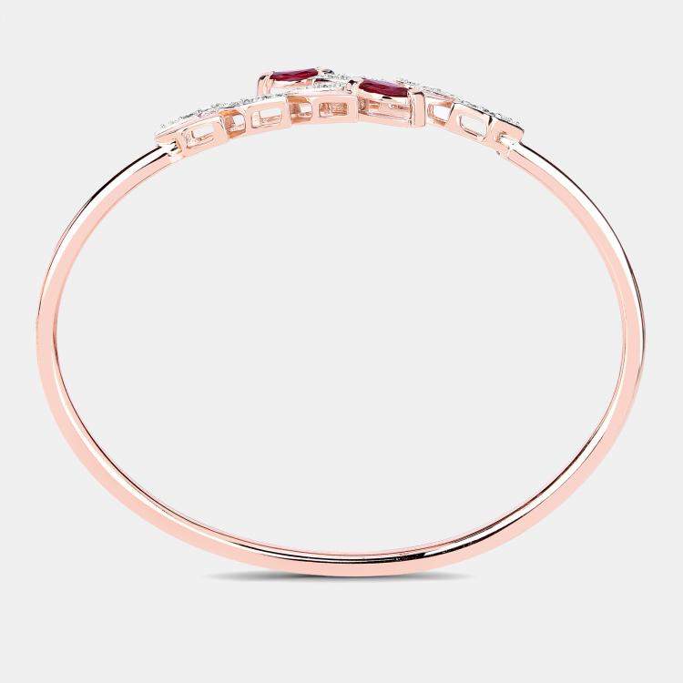 Pre Owned 0.80 cts Ruby and Diamond 14K Rose Gold Bypass Bangle