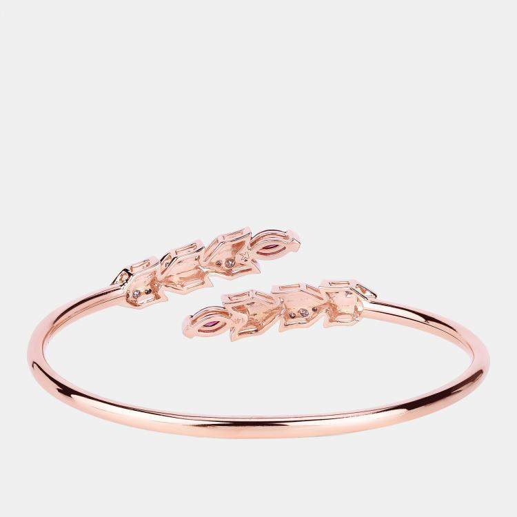 Pre Owned 0.80 cts Ruby and Diamond 14K Rose Gold Bypass Bangle