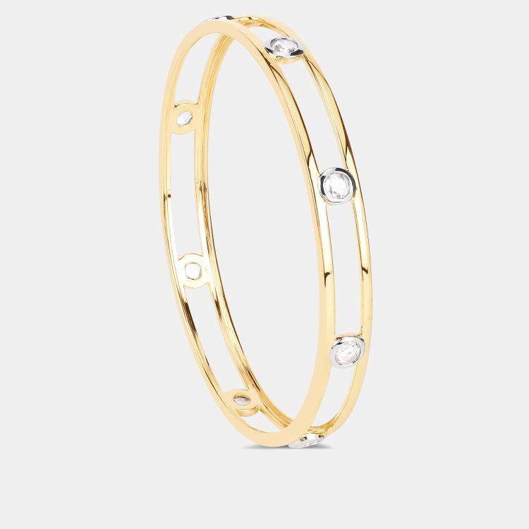 Pre Owned 1.56 cts Diamond 14K Yellow Gold Station Bangle