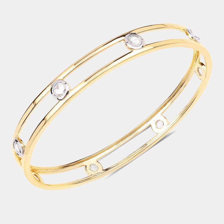 Pre Owned 1.56 cts Diamond 14K Yellow Gold Station Bangle