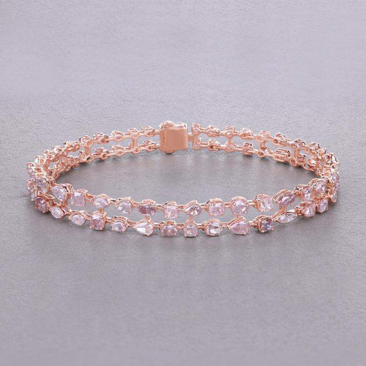 Pre Owned 7.26 cts Pink Diamond 18K Rose Gold Tennis Bracelet