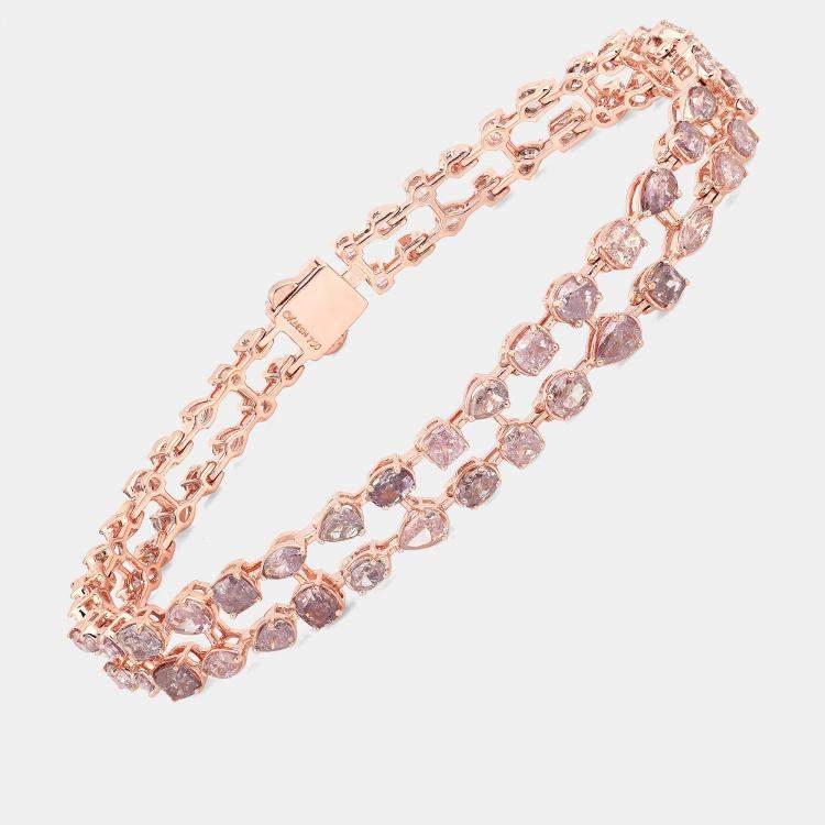 Pre Owned 7.26 cts Pink Diamond 18K Rose Gold Tennis Bracelet